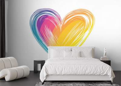 One continuous drawing of heart color shapes Wall mural