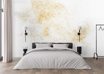 Gold Glitter Splash. golden dust light Bokeh light lights effect background. Magic shining gold dust. Fine, shiny dust bokeh particles fall off slightly. Wall mural