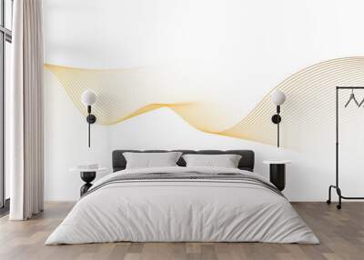 vector abstract gold line wavy flowing dynamic gold isolated on white background in concept luxury, wave, ocean.. Abstract wave element for design. Digital frequency track equalizer. Stylized line. Wall mural