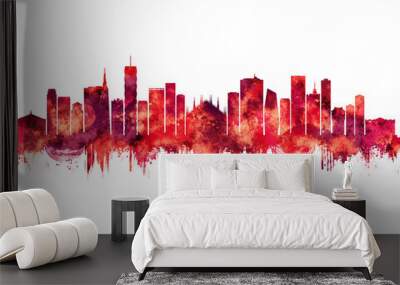 Milan Skyline Red Wall mural