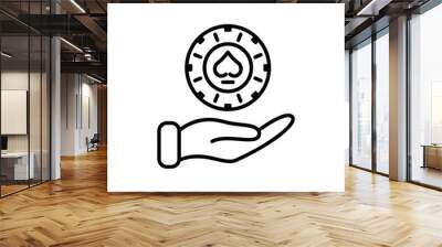 Chip Casino Roulette Vegas Black Outline Pictogram. Coin Lucky Play Risk Gambling Game Club Flat Symbol. Poker Chip Line Icon. Money Bet Circle Token. Isolated Vector Illustration Wall mural