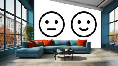 emoticons line icon set. positive, happy, smile, sad, unhappy faces pictogram. simple emoji collecti Wall mural