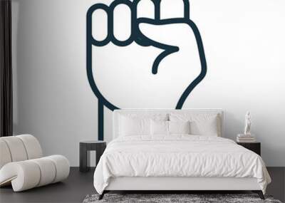 Symbol of Feminist Movement. Strong Fist Raised up with Female Gender Symbol. Girl Power, Female Protest Line Icon. Sign of Feminism and Women Equality. Editable stroke. Vector illustration Wall mural