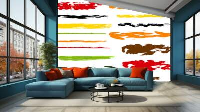 Set of abstract grunge artistic brush strokes, brushes. Creative design element. Wall mural