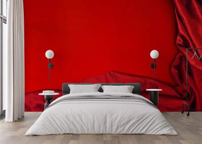 A blood red satin fabric on a smooth Wall mural