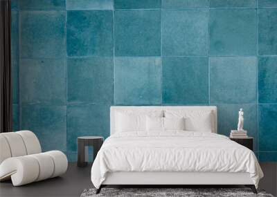 Small format glossy cobalt blue tiles. Vector tile texture background Wall mural