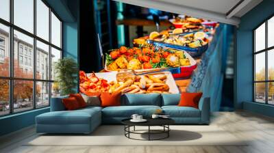 Breakfast Buffet Concept, Breakfast Time in Luxury Hotel, Brunch with Family in Restaurant - Image Wall mural