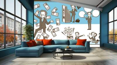 2tone type Double suit old men_set 12 Wall mural