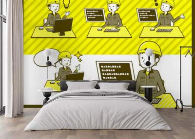 2tone type helmet construction worker men_set 04 Wall mural