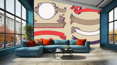 A horizontal title ribbon obi set with a Japanese retro design. Wall mural