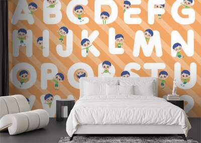 Green clothing glasses boy_A to Z Wall mural