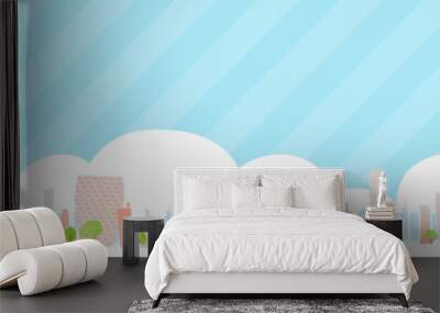 townscape back image illustration_skyline wide Wall mural