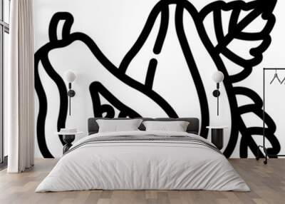 Papaya line icon Wall mural