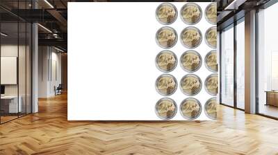 Two Euro coins on white background Wall mural