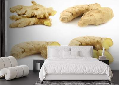 fresh ginger root on a white background Wall mural