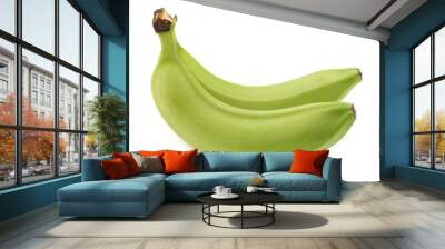 fresh still unripe bananas on a white background Wall mural