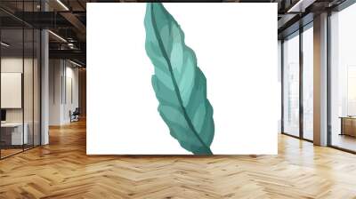 Single green leaf isolated on white background. Wall mural