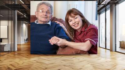 Help the Aged: Home Care. A visiting healthcare professional taking a moment with her senior patient. From a series of related images. Wall mural