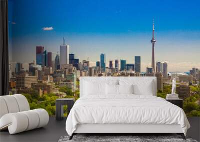 Canada - Ontario - Toronto - The beautiful summer sunny day panorama of Toronto downtown skyline with CN Tower Wall mural