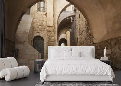 Israel - Jerusalem - Old city hidden passageway, stone stairway and arch Wall mural