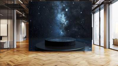 A black pedestal with a blue cloud in the background Wall mural