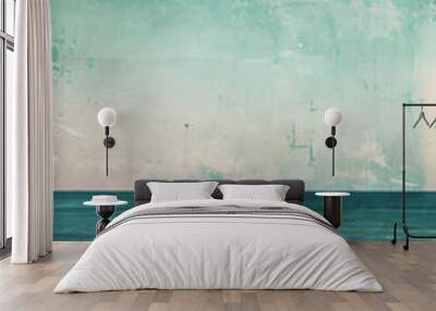 A blue ocean with a white sky in the background. The sky is clear and the water is calm Wall mural