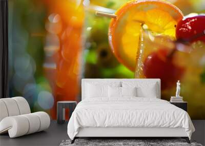 A colorful drink with a cherry on top Wall mural