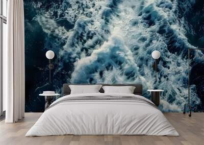 A large wave crashing into the ocean Wall mural