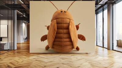 A stuffed bug with a brown body and red legs Wall mural