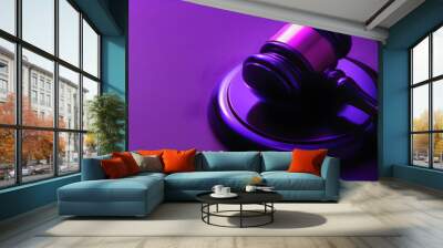 Purple Gavel on Purple Background Wall mural