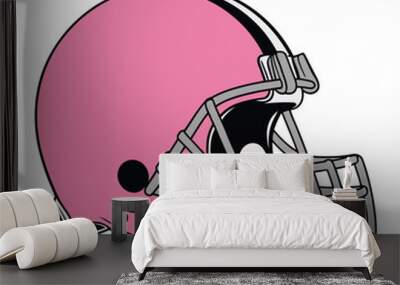 Stylized Pink Football Helmet Vector Illustration for Sports Design Wall mural