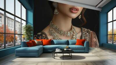 Beautiful Indian Woman in Bridal Fashion, AI generative
 Wall mural