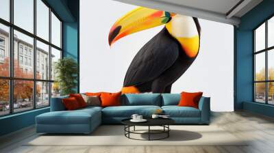 Beautiful toucan isolated on a white background - ai generative Wall mural