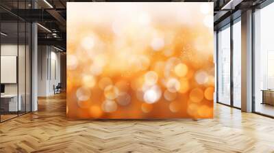 Abstract blurry orange color for background, Blur festival lights outdoor celebration and white bokeh focus texture decorative. Wall mural