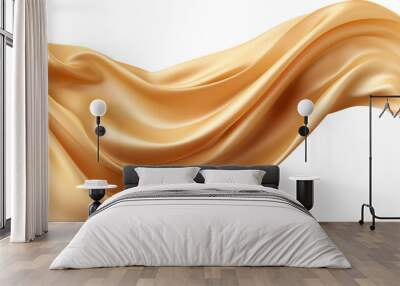 Curvy gold fabric isolated on transparent background. PNG Wall mural