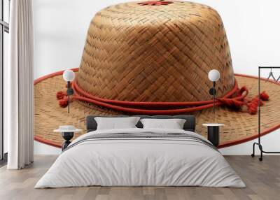 Traveling straw hat isolated on transparent background. PNG Wall mural