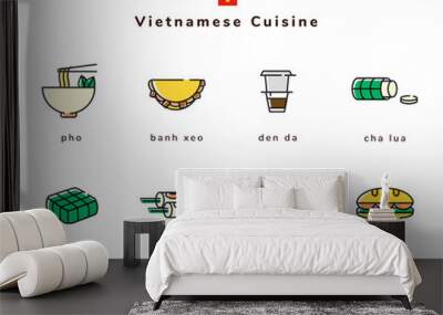 Vietnamese cuisine - Icon set Wall mural