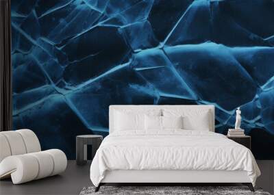 ice texture cracks baikal, abstract background winter ice transparent blue Wall mural