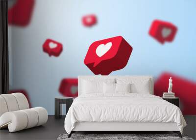 instagram likes 3d illustration. social media likes. composition of three elements of likes. 3d render Wall mural