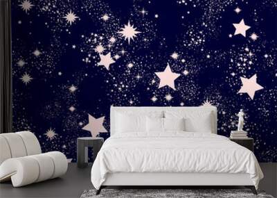 Space Galaxy constellation seamless pattern print could be used for textile, zodiac star yoga mat, phone case Wall mural