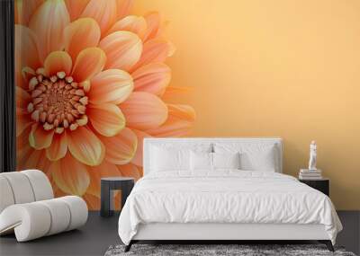 A bright orange chrysanthemum flower isolated on a pastel yellow background. Wall mural