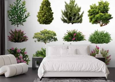 set of bush and tree transparent background PNG Wall mural