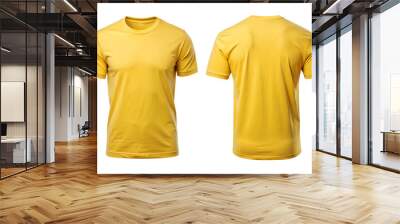 Yellow T-shirt Mockup: Front and Back View Wall mural