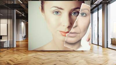 aging problems  of face skin Wall mural