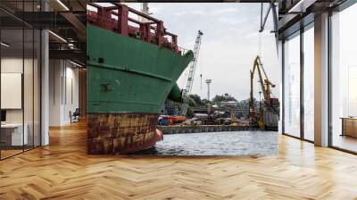 Cargo ship in sea port, Odessa, Ukraine Wall mural