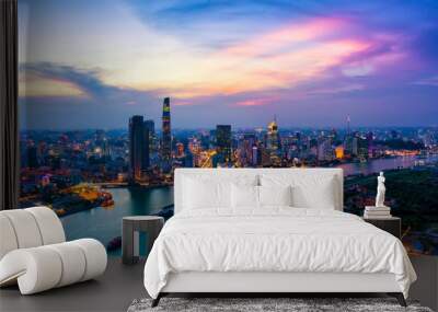 Aerial view of Ho Chi Minh City skyline Wall mural