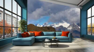 Clouds on the Rhaetian Alps seen from the Bergamasque Alps, Italy Wall mural