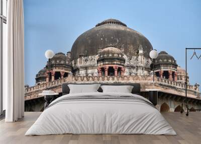 Muhammad Shah tomb in New Delhi Lodhi garden, India, ancient indian building mausoleum of Muhammad Shah with eight chhatri and gigantic dome, beautiful indian domed architecture temple Wall mural