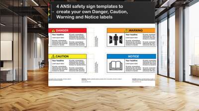 ANSI safety sign template to create your own Danger, Caution, Warning and Notice labels Wall mural