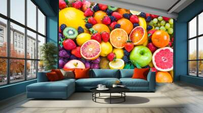  Fruits background healthy eating, dieting concept. Wall mural